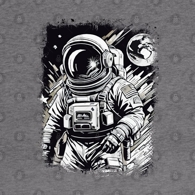 Astronaut in space Abstract Science fiction illustration by Naumovski